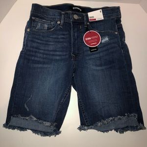 Denim Bermuda High Rise Shorts